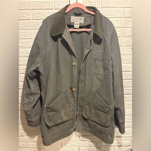 VTG L.L. Bean Canvas  Green Distressed Hunting Field Barn Chore Jacket Size XXLT